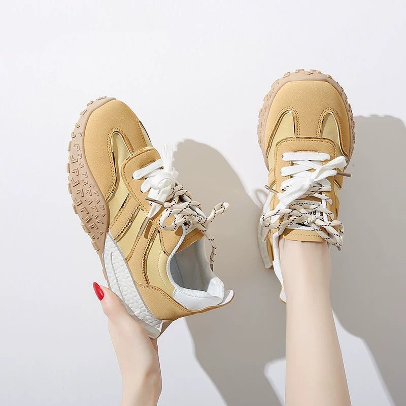 Туфли на толстой подошве, женская весна и лето 2025 новая двойная шнуровка, дикая модная повседневная мягкая подошва, легкая спортивная доска