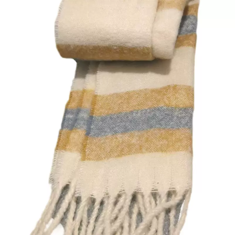 秋冬款男女梳头夹色男女舒适保暖毛绒长围巾现货供应一件代发