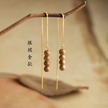 典润 银耳线女士款沉香耳环个性气质长耳坠原创设计手工文艺古中