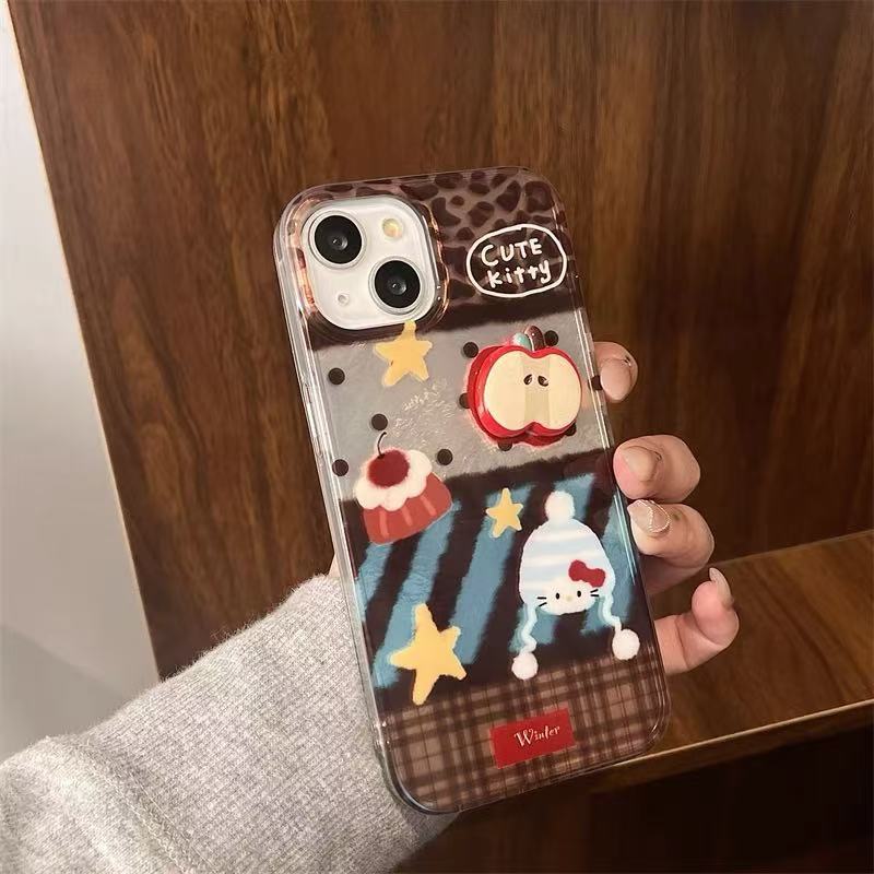 Ins estampado de leopardo costura kt para iPhone14 estéreo Apple 15ProMax funda para teléfono móvil 16Pro cadena 13 mujer