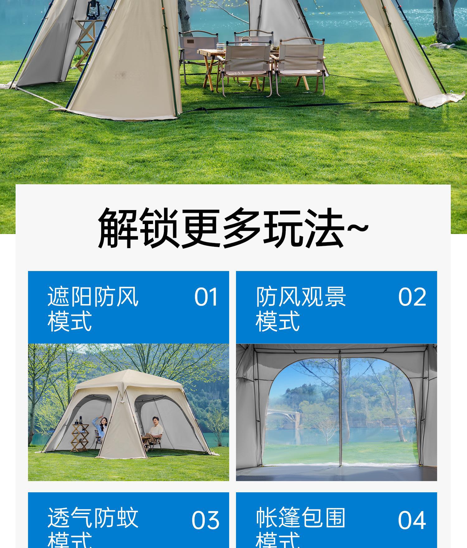 Vinyl Quick-Open No-Setup Dome Tent Outdoor Camping Gear Sun Protection Rainproof Canopy Stormproof