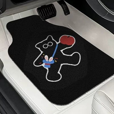 Mats Universal Cute Washable | Avtomobil döşəmə paspasları - raise-the-apple-black-group-silk-circle-rear-row-5050cm-two-pieces