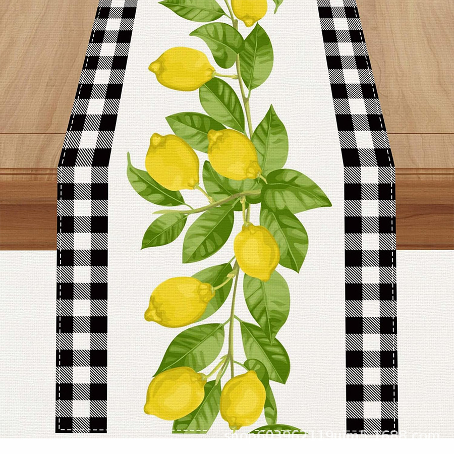 Nuevo verano limón lino bandera de mesa de fiesta al aire libre decoración de mesa de té de tela en el hogar bandera de mesa de té