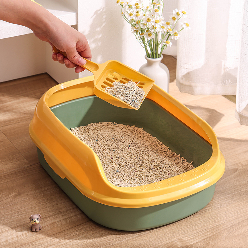 Baña de arena para gatos semicerrada inodoro para gatos a prueba de salpicaduras, banda elíptica, pedal para gatos, productos de limpieza para mascotas