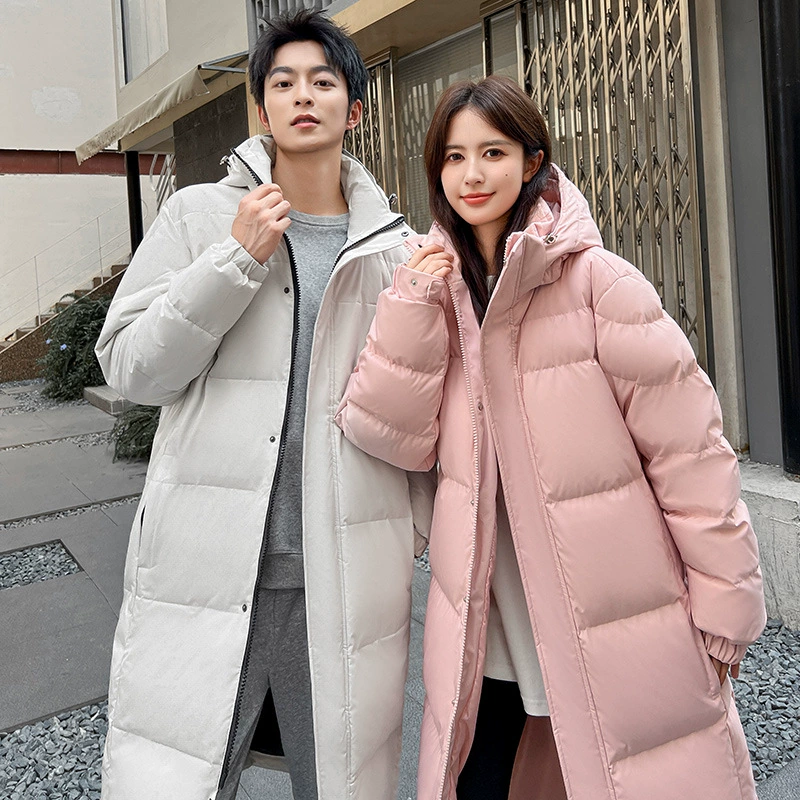 Теплая тенденция дикая трансграничная длинная пара пуховик взрывной зимняя мужская свободная куртка с капюшоном может быть открыта