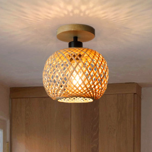 Cross-border Retro Bamboo Ceiling Lamp Bamboo Art Japanese Ceiling Lamp Away Entrance Restaurant Homestay Bedroom Bamboo Lamps