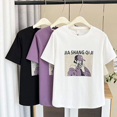 200斤太ったMM夏の新しいサイズの女装insカジュアルな自分撮りプリント半袖tシャツ7072