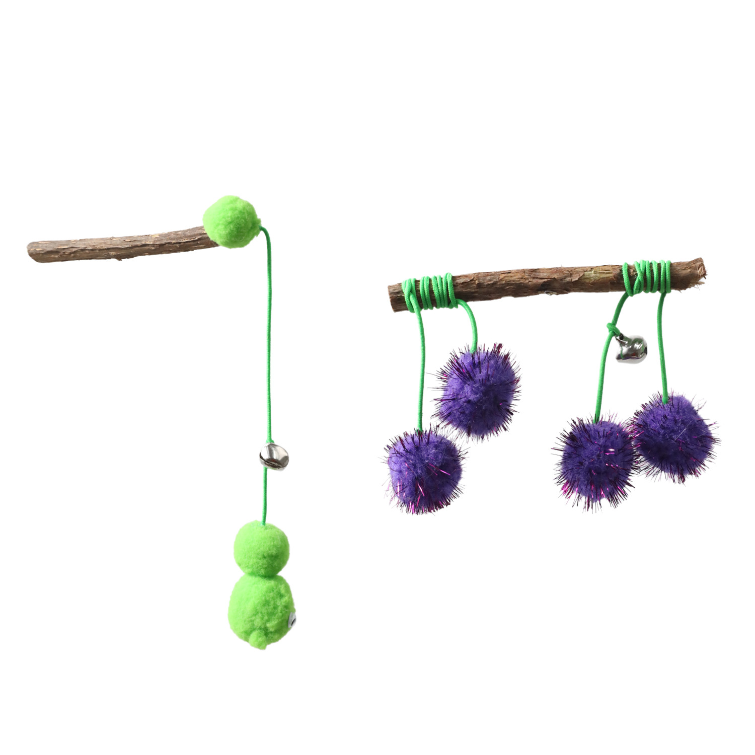 Madera tiandiana varita de gato molar para aliviar el aburrimiento cuerda elástica gusanos verdes juguetes para gatos sonidos interactivos campana varita de gato