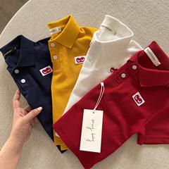 儿童纯棉短袖T恤翻领polo衫25夏新男女童红色衣服宝宝夏款打底潮