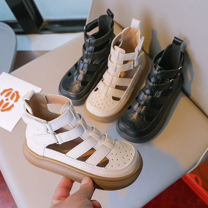 Детские босоножки Баотоу для девочек, лето 2025, новая мода, римские сандалии для средних и старших детей, ажурные, принцессы, трендовые