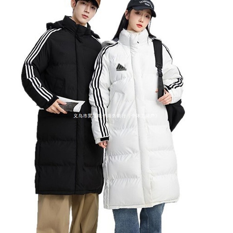 Branded Winter Three-Stripe Long Sports Cotton Coat for Men, Long Over-The-Knee down Cotton Couple Style Casual Loose Jacket Branded Winter Three-Stripe Long Sports Cotton Coat for Men, Long Over-The-Knee down Cotton Couple Style Casual Loose Jacket
