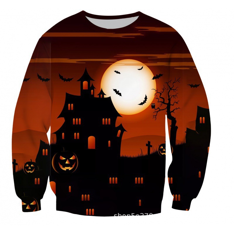 023 venta caliente transfronteriza, estampado en 3D, patrones exquisitos de Pascua, ropa cómoda, suéter de cuello redondo, moda