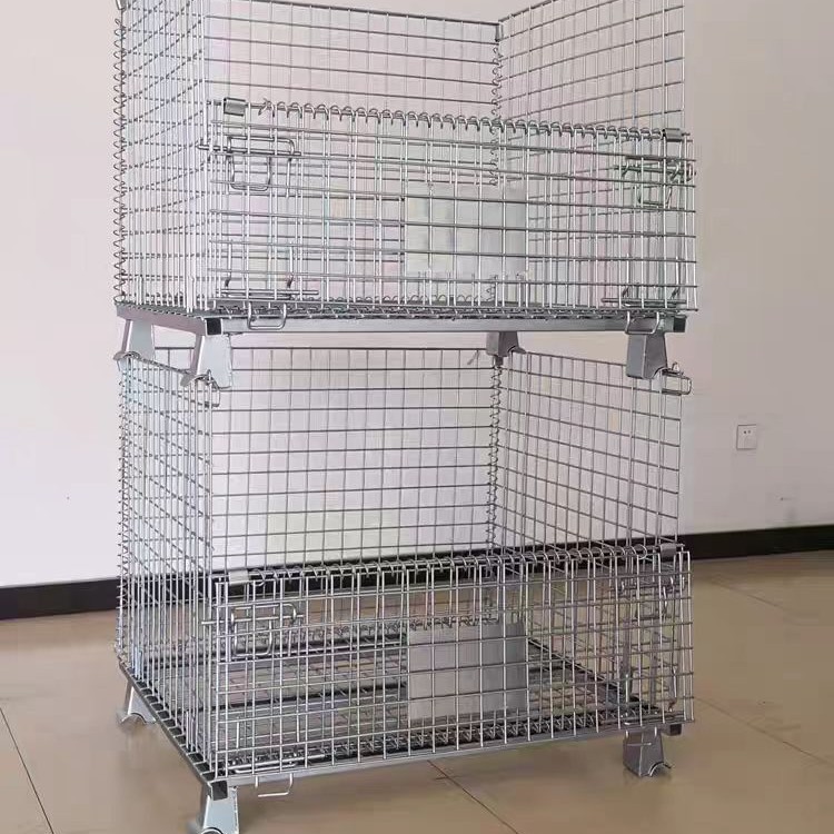 折叠式仓储笼可移动带轮铁框仓库超市物流分拣筐带盖网格蝴蝶笼