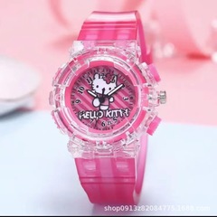 新款兒童手錶夜光KT貓女孩夜光學生卡通兒手錶批發石英表女表廠家