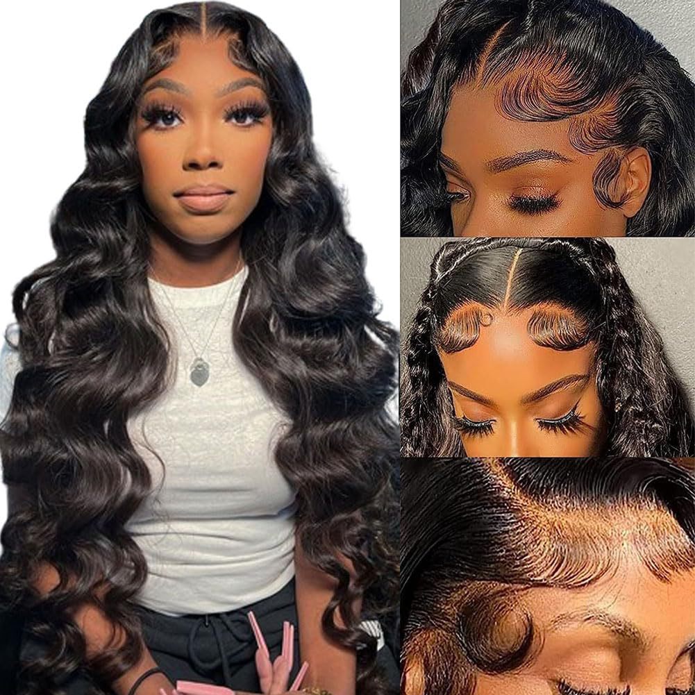 Transfronterizos nuevos productos de pelucas Amazon 4 * 4 chapa de encaje negro ondulado larga pelucas de cabello en stock