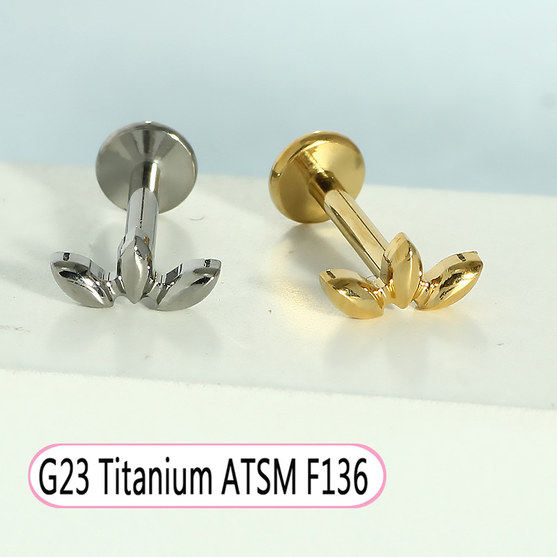 Pointed titanium steel lip stud product view