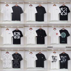 2025夏のトレンドブランドの新しい純綿ラウンドネック半袖Tシャツ胸レタープリントカジュアルルーズ万能トップ
