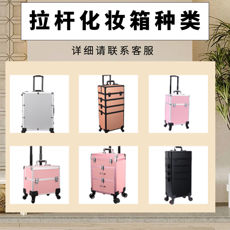 Caja de maquillaje multifuncional portátil de gran capacidad de varilla de tracción, maquillaje profesional de uñas, varios tipos de caja de herramientas de almacenamiento