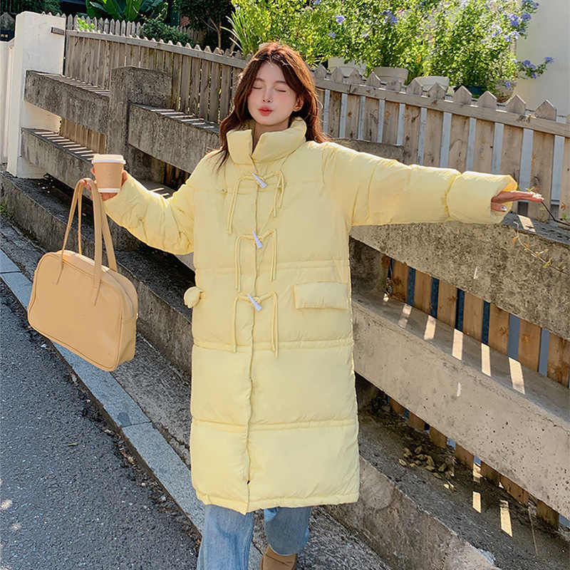 2024 comercio exterior europeo nuevo invierno largo plumón de algodón mujer coreana gruesa con capuzas simple chaqueta de pan