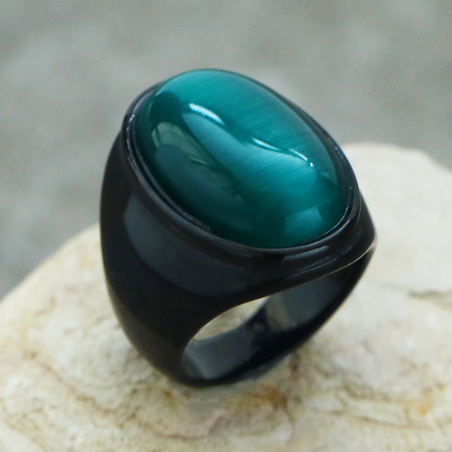 23g Weight Natural Stone Inlay Material Rings Classification 1 Piece Quantity Holiday, Street Occasion Titanium Steel Material Round Pattern Men's Gender Inlay Design Hip-Hop Style Hip-Hop Round Titanium Steel Inlay Natural Stone Men's Rings 16