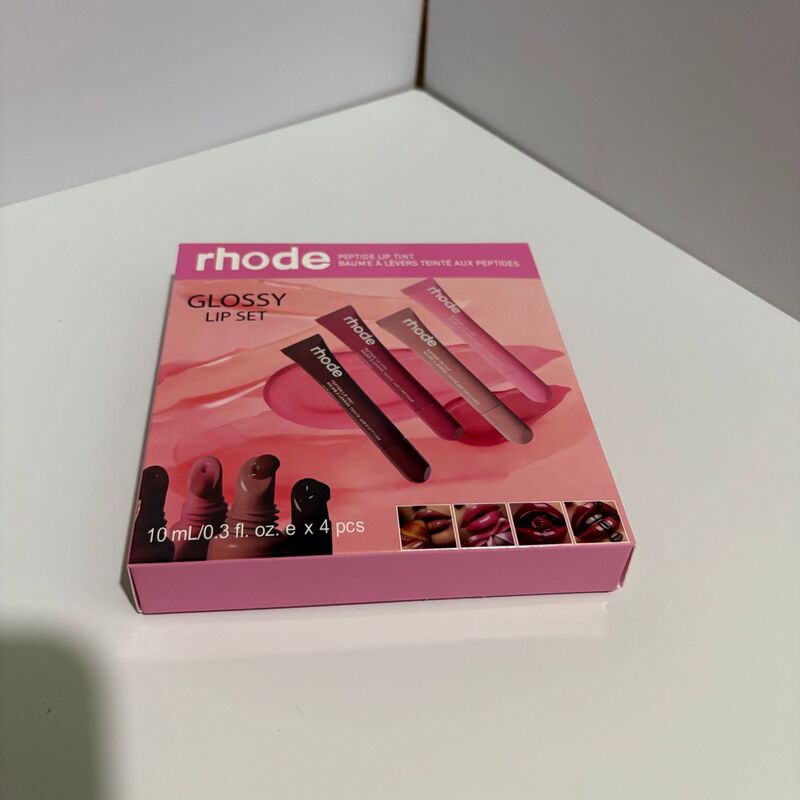 rhode Hailey Colored Raspberry Ribbon Toast Espresso Lip Gloss 4-Piece Set rhode Hailey Colored Raspberry Ribbon Toast Espresso Lip Gloss 4-Piece Set