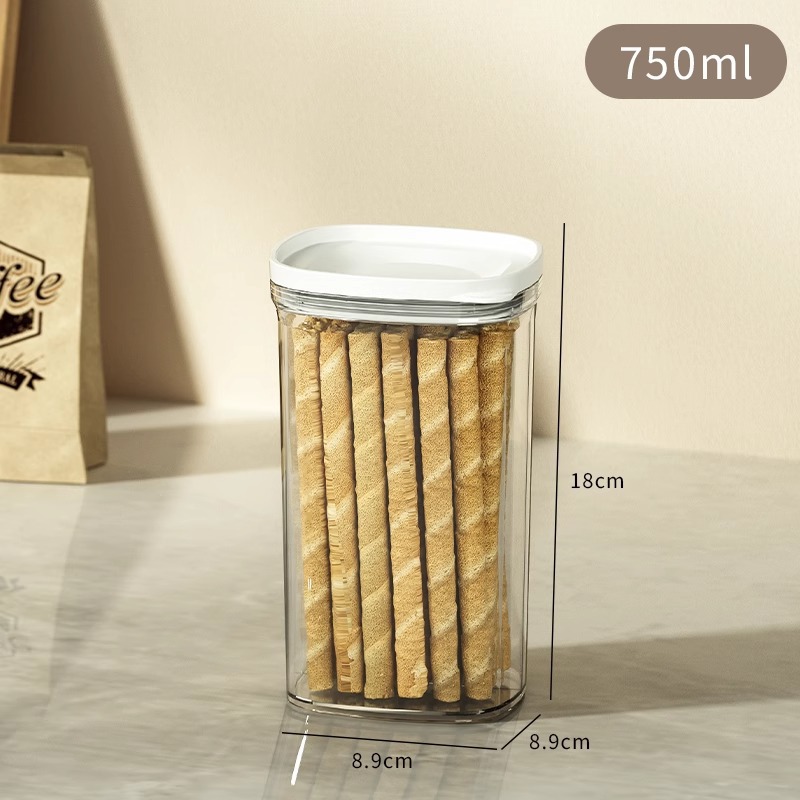 Latas selladas, granos integrales, almacenamiento de cocina, productos secos de grado alimenticio, cajas de plástico transparente, bocadillos, latas de almacenamiento de té