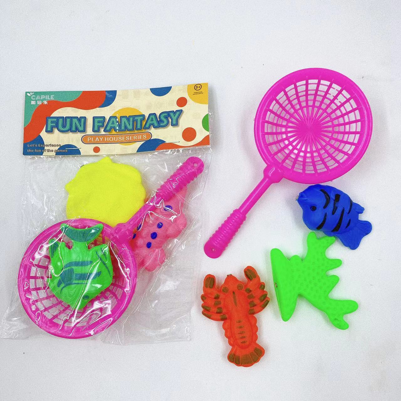 Nuevo conjunto de bolsas de pesca para niños, bolsas de baño de red, juegos de pesca de agua, 4 conjuntos de 2 yuanes, grandes almacenes al por mayor