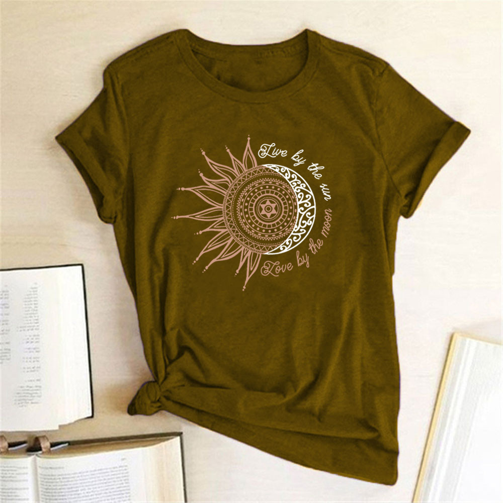 91g Weight Short Sleeve Sleeve Length Pullovers Placket Type Regular Sleeve Sleeve Type Wholesale Women'S Streetwear Sun Letter Short Sleeve Printing T-Shirts