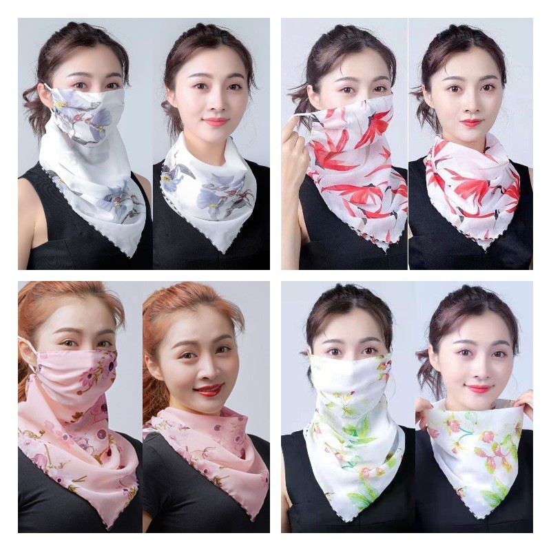 New spring and summer outdoors riding snow spinning anti-sun cover female one triangle towel thin section bib mouth cover