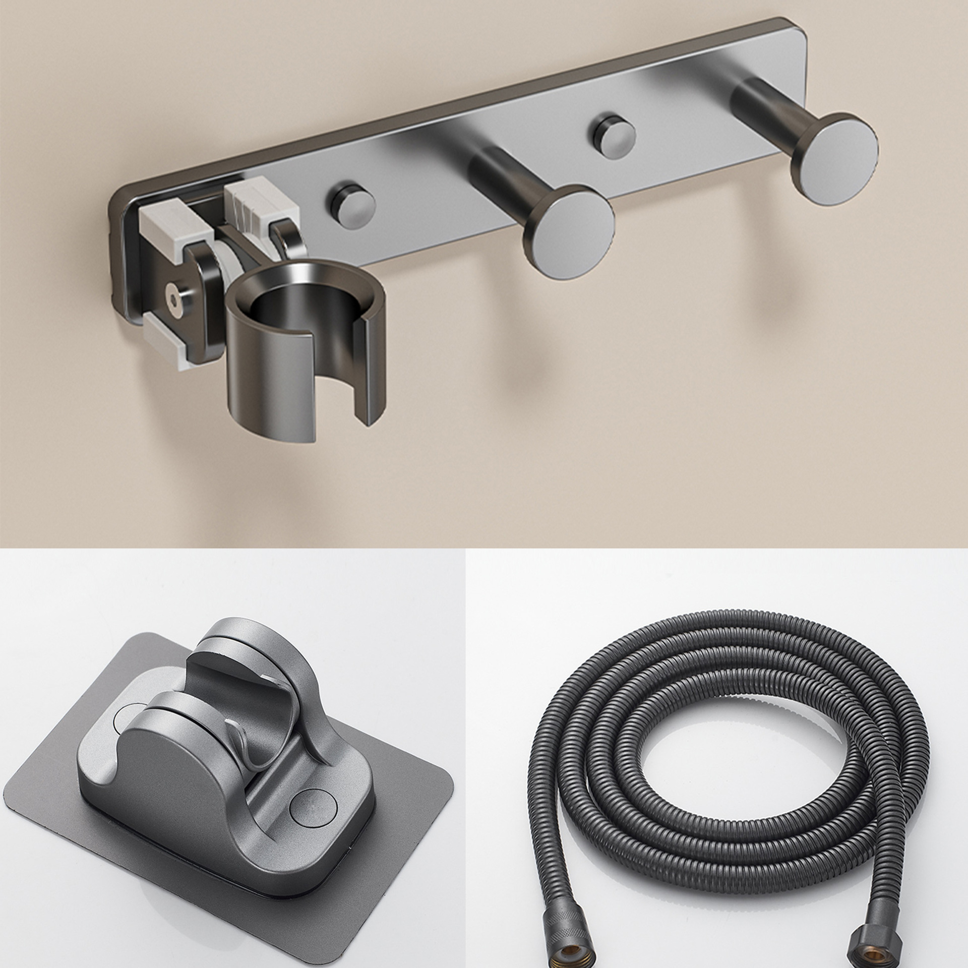 厂家批发免打孔花洒支架底座配件喷头软管浴室挂钩可调节固定器架