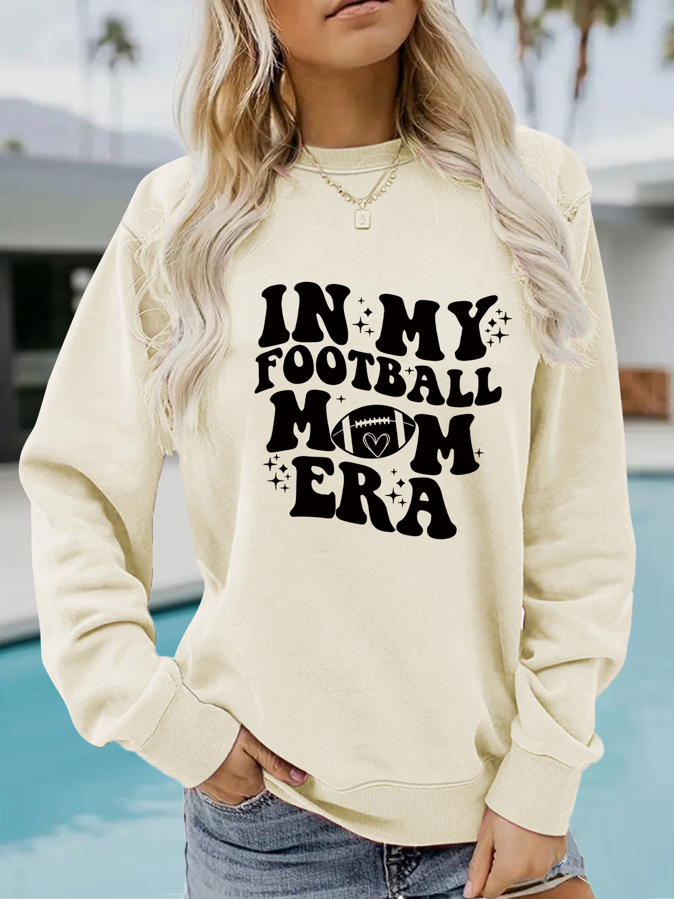 Autumn And Winter Women's Casual Long Sleeve Round Neck IN MY FOOTBALL Printed Pullover Sweatshirt_desvips.com