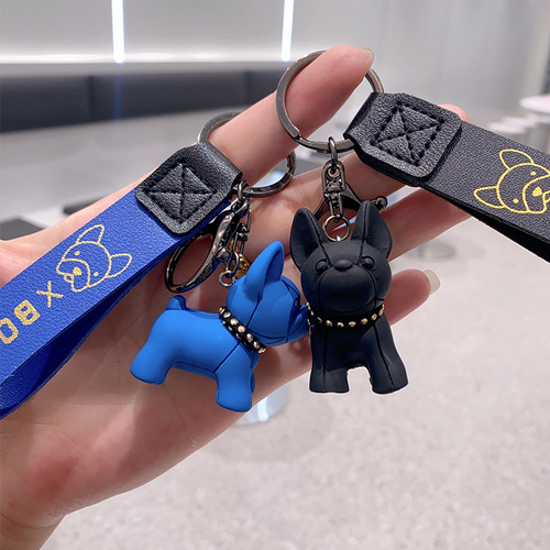 Creative French Bulldog Car Keychain Accessory Exquisite Personalized Resin Doll Blind Box Backpack Pendant Gift Small Wholesale