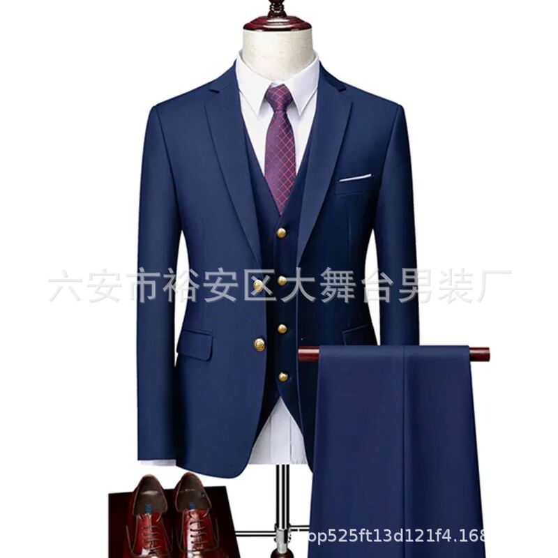 2025 Africa Cross-border Foreign Trade Three-piece Men's Suit Slim-fit Wedding Ball Men's Suit Groom Dress