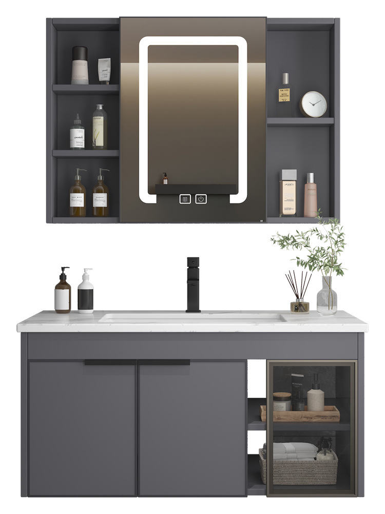 Profundo 40cm pequeño apartamento espacio de aluminio baño gabinete combinación traje baño lavabo