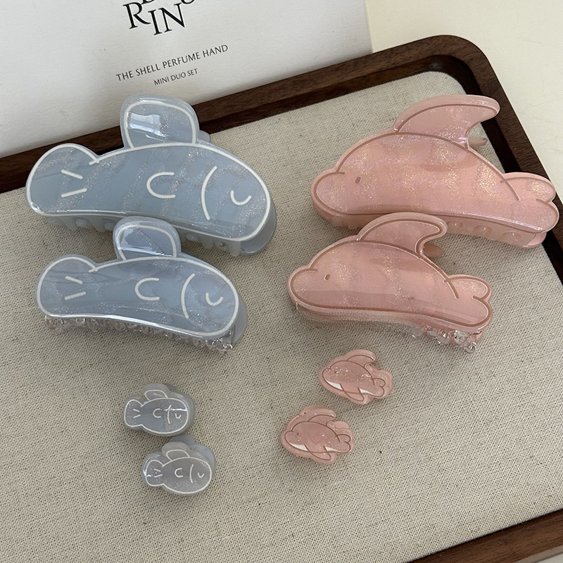 Piccolo pesce delfino presa divertente carina ragazza capelli indietro artiglio updo squalo clip creativo testa posteriore capelli presa copricapo_voghion.com