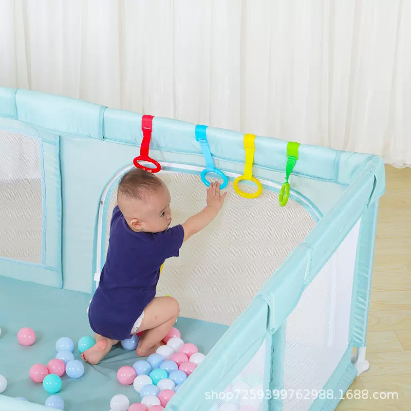 宝宝学站立拉环游戏围栏儿童学步护栏益智玩具01岁婴儿床围栏配件