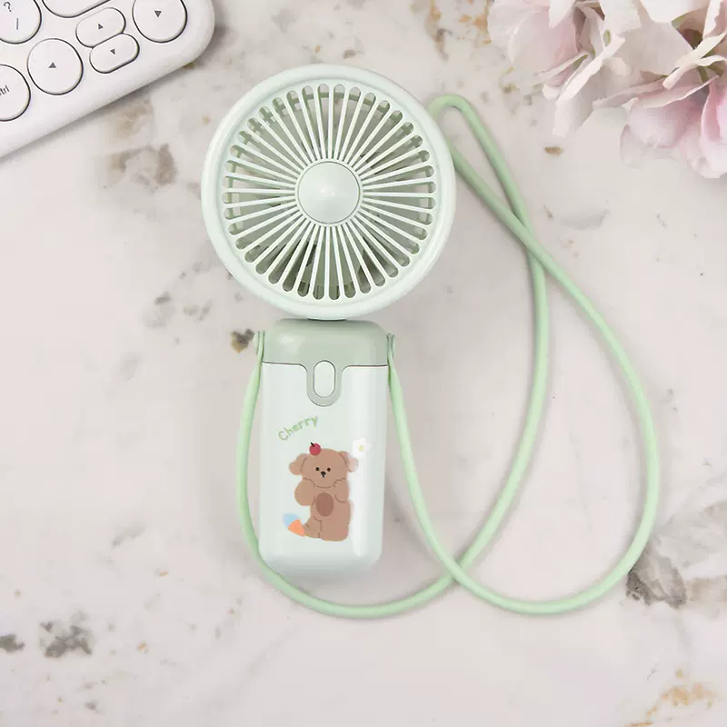 动物手持小风扇带挂绳可折叠USB充电三档风学生蓄电风扇礼品跨境