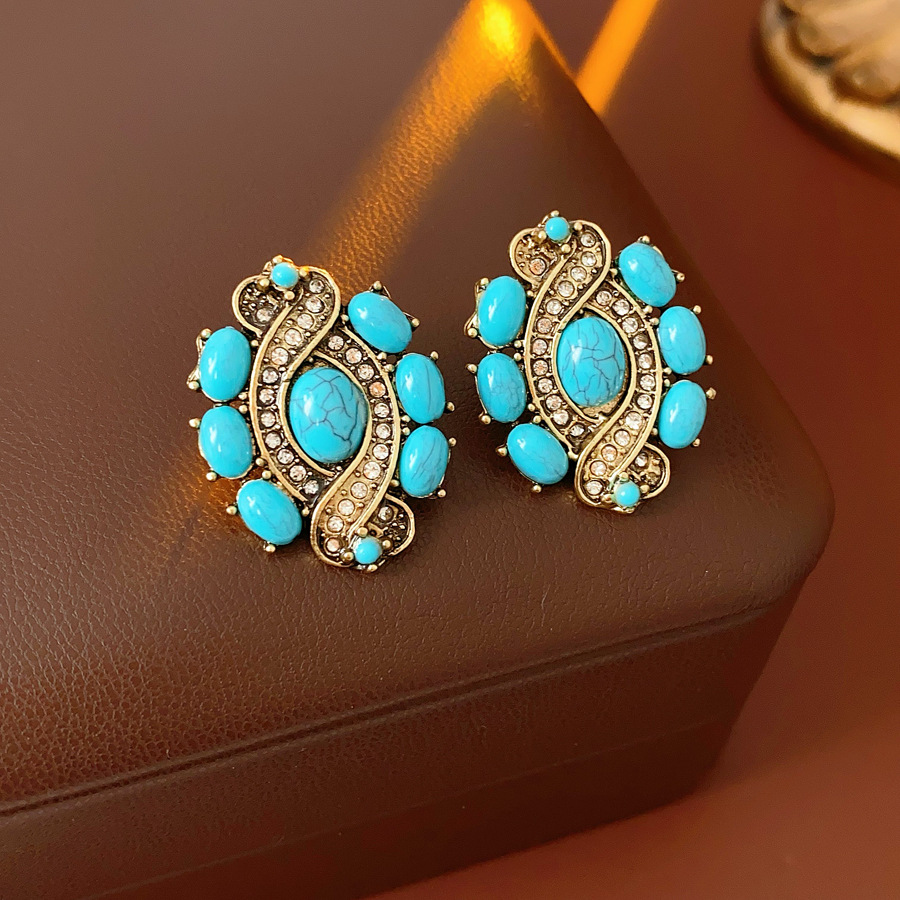 Medieval vintage diamantes elíptico conjunto retrógrado estilo palacio estilo de moda joyería universal temperamento nicho sentido de alta calidad