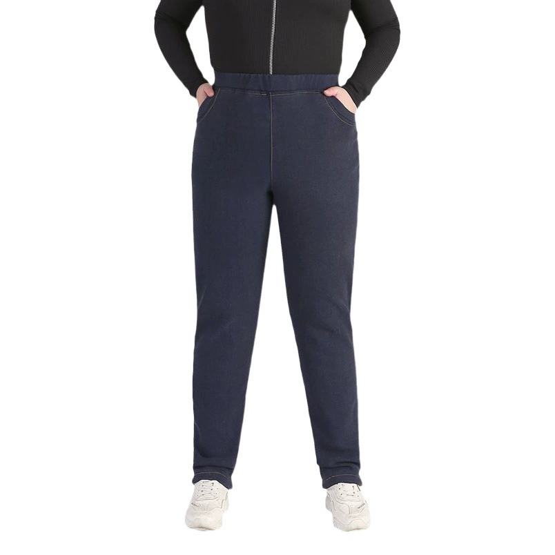 2023 Новые большие толстые Большие размеры женские пухлые девушки больших размеров женские осенне-зимние утолщенные эластичные джинсы на флисовой подкладке женские