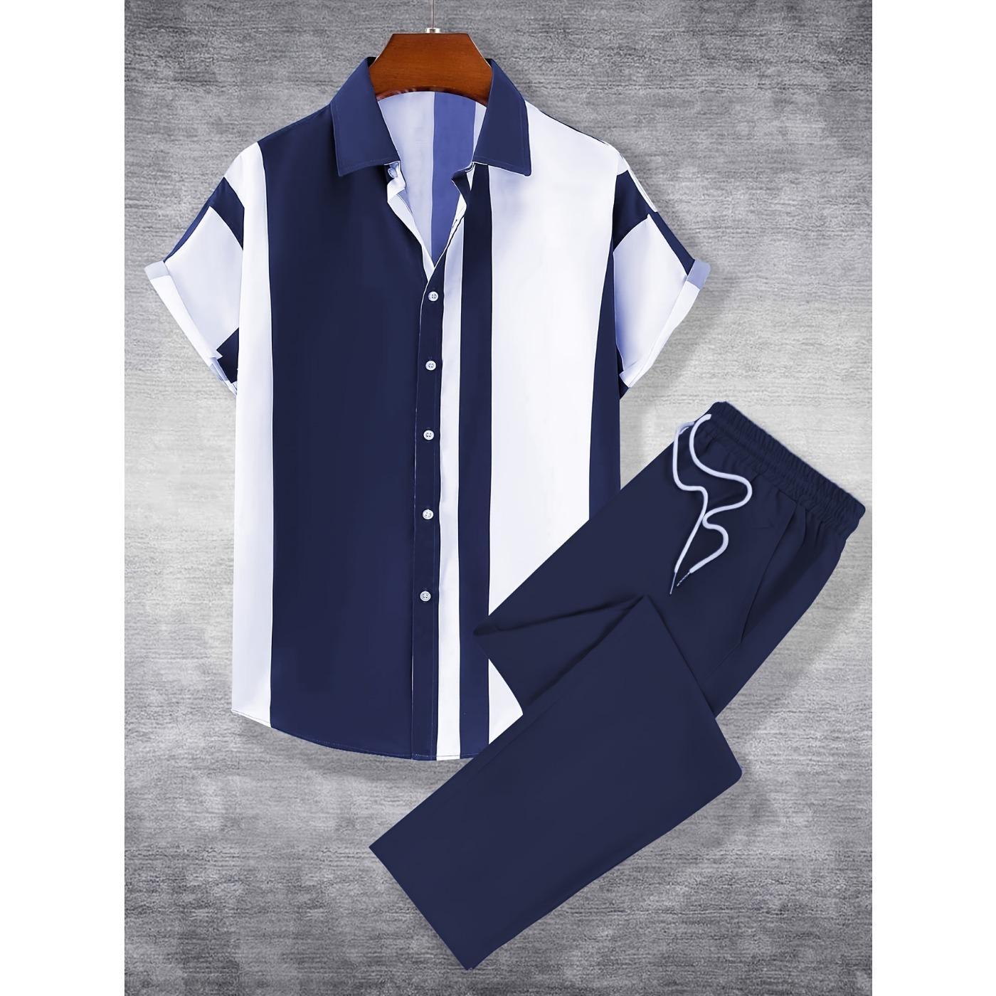 Comercio exterior ropa de moda Amazon verano nuevo estilo de hombre estilo hawaiano impresión 3D camisa de manga corta pantalón conjunto