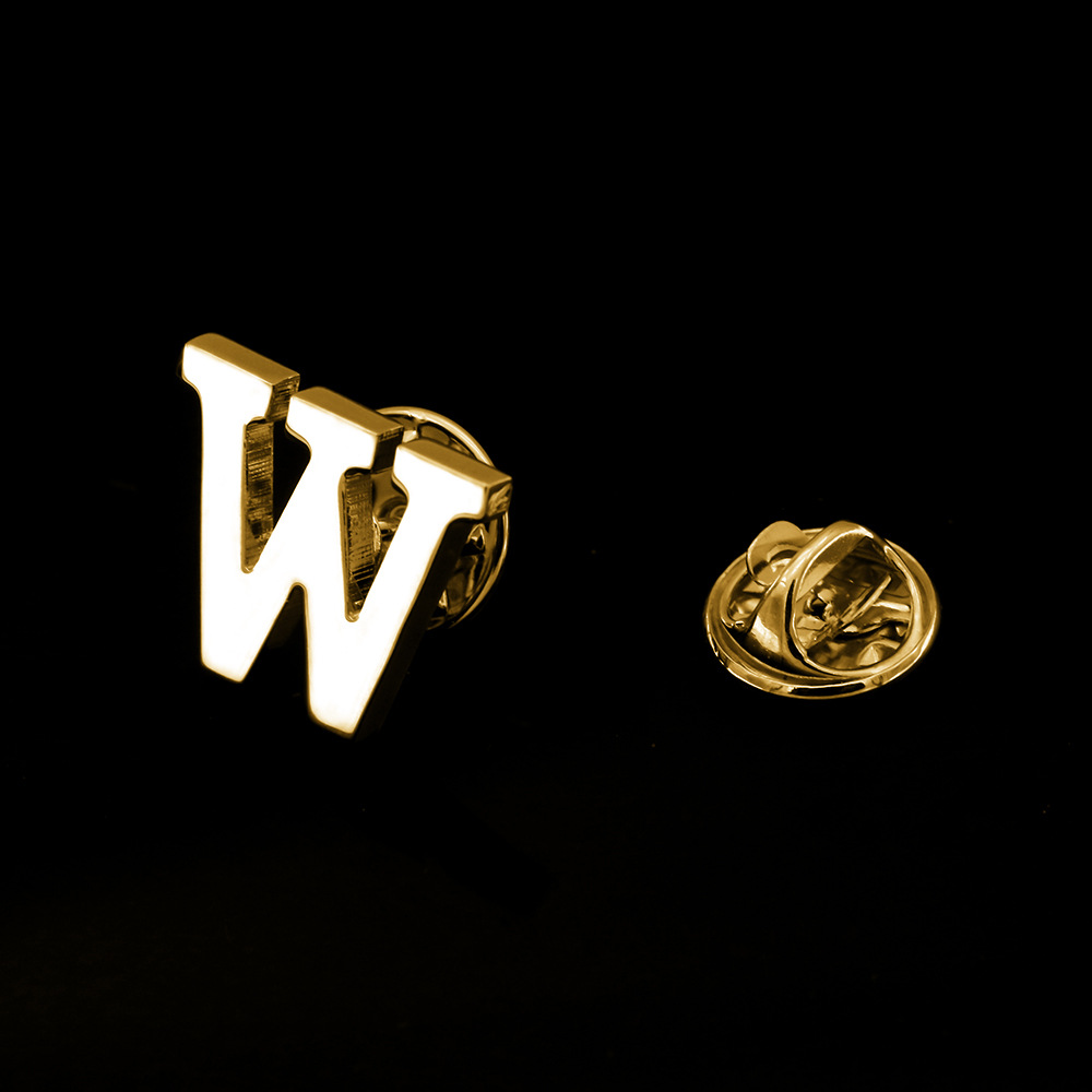 [Cobre puro de doble capa de galvanoplastia sin inventario] Joyería de los hombres de moda 26 letras broche collar pin insignia al por mayor