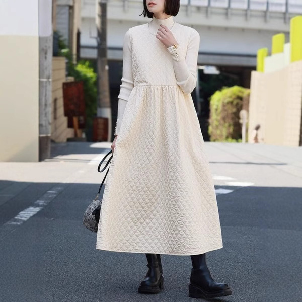2023 Japanese Style New Sleeveless Black and White Cotton Long Dress Dress Ready for Sale
