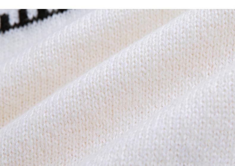 Retro Color-block Jacquard Knit Sweater Unisex Oversized Pullover_voghion.com