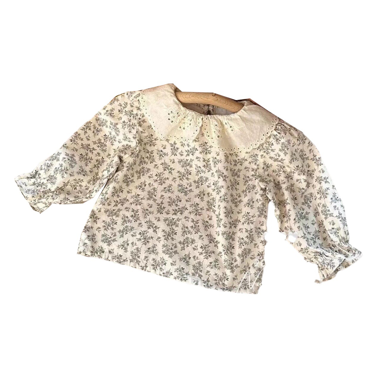 Estilo coreano primavera y otoño niñas bebé suave camisa de fondo floral ins manga larga muñeca collar suelta camisa de los niños lindos
