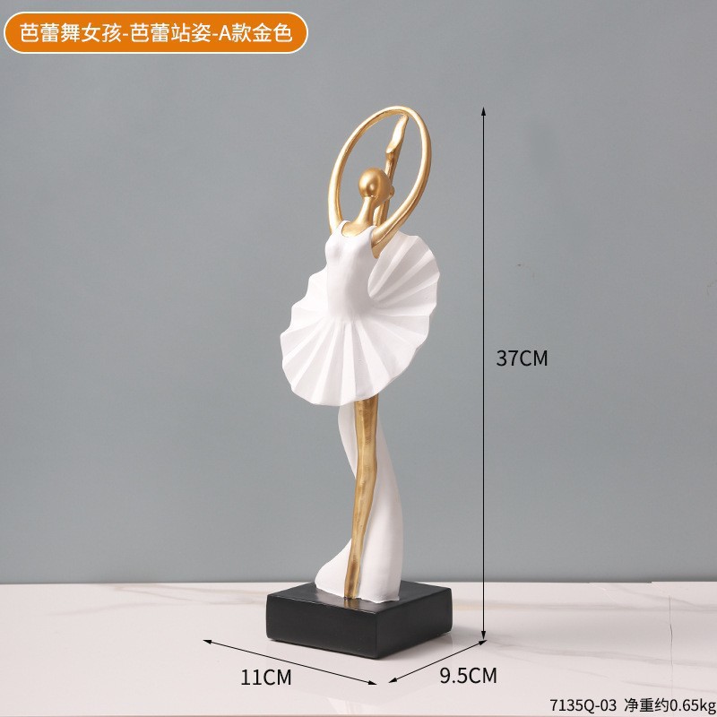 7135Q-03-Chica de ballet de pie-A dorado