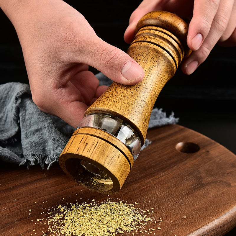 Домашний деревянный перец шлифовальный для кухни Ручной поворот