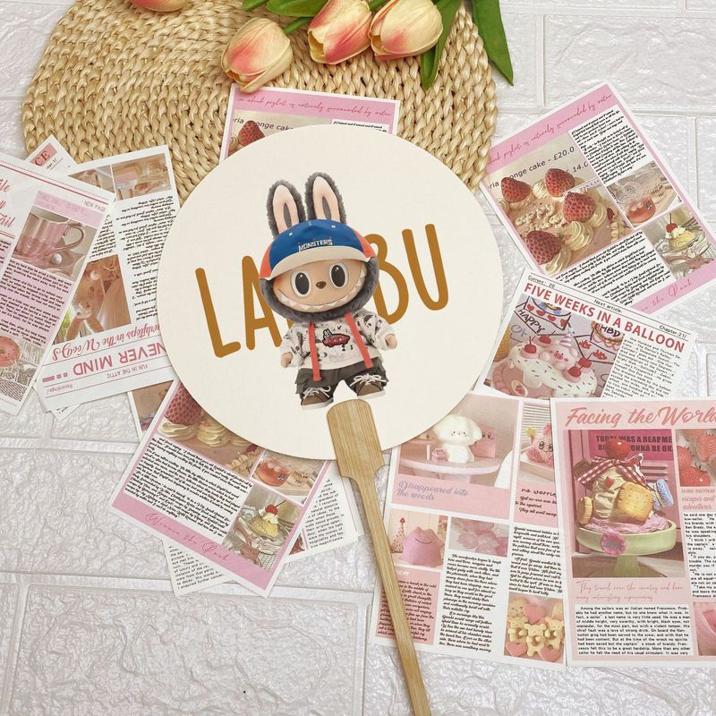 2025 新かわいいラブブ DIY クロスボーダー配送 LABUBU かわいい人形扇子新中国風|undefined