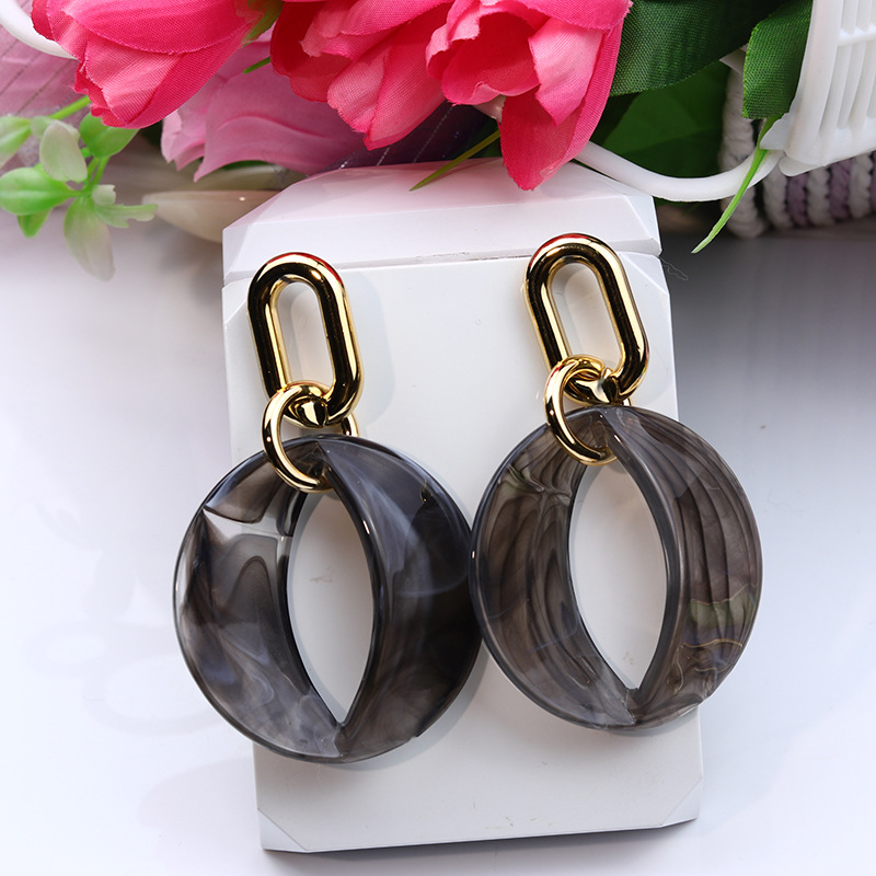 Daily Occasion Acrylic Material 1 Pair Roman Style Solid Color Polishing Arylic Drop Earrings