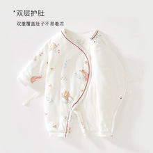 新生婴儿衣服纯棉秋冬装夹棉加厚哈衣爬服出生幼儿宝宝保暖连体衣