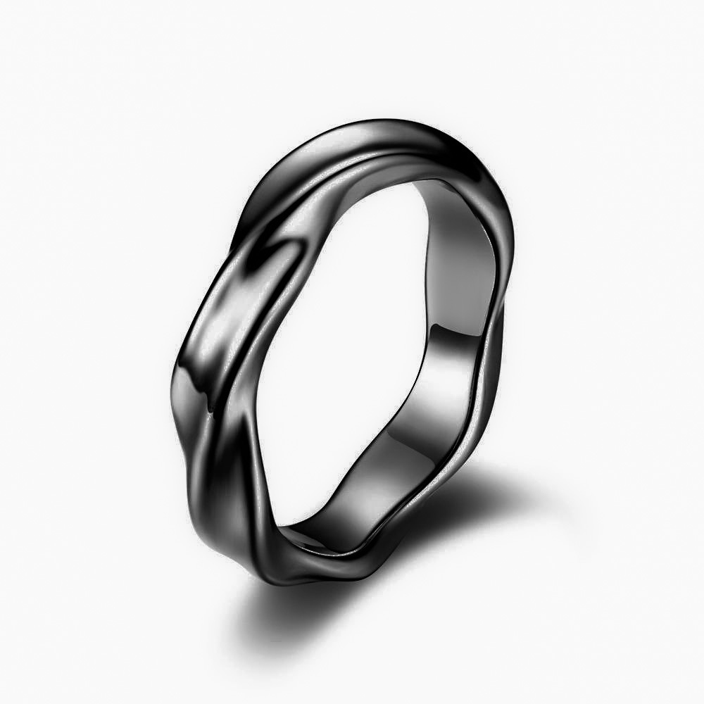 Titanium steel mobius ring hand polished black high quality